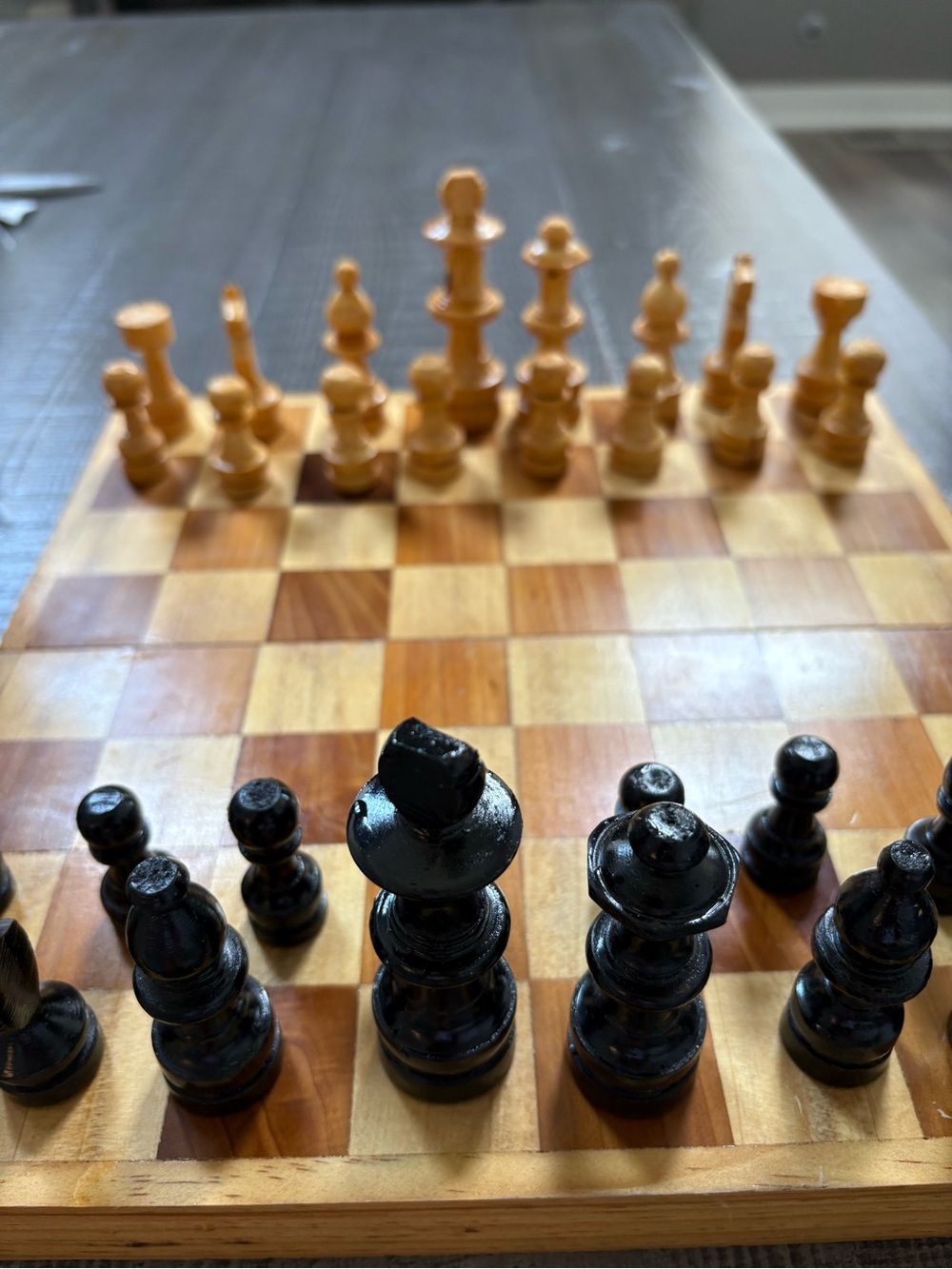 Handcrafted Classic Wooden Chess Set - Black and Natural Wood